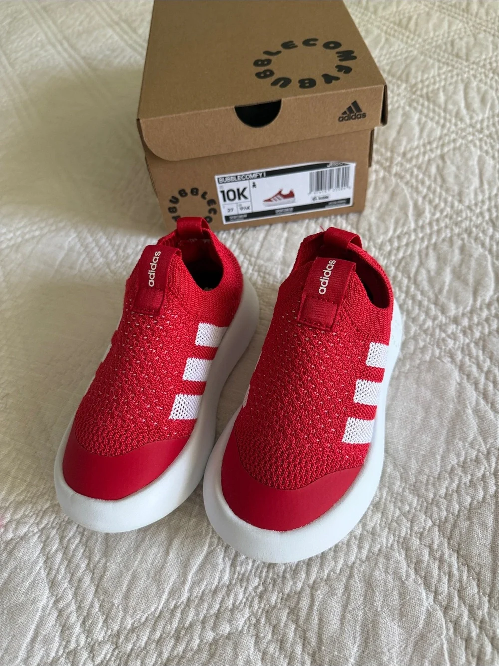 adidas bubble comfy UNISEX Kids Red Slip-On Athletic Shoes 10T